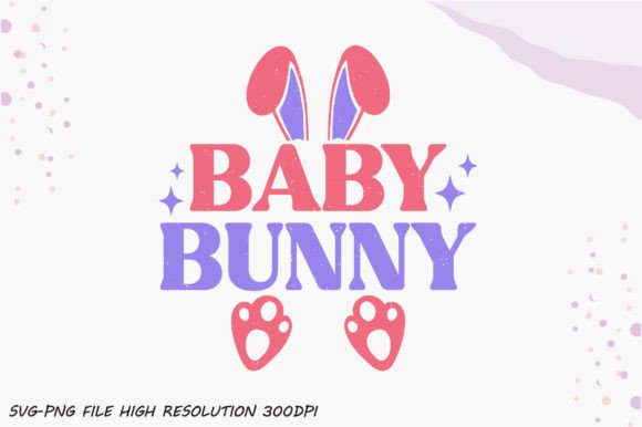 Baby Bunny Retro PNG Sublimation Graphics for Crafts