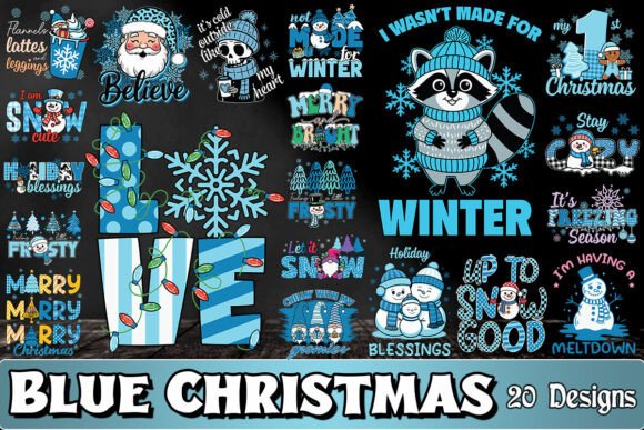 Blue Christmas SVG Bundle: Graphics and Crafts for Editorial Publishing