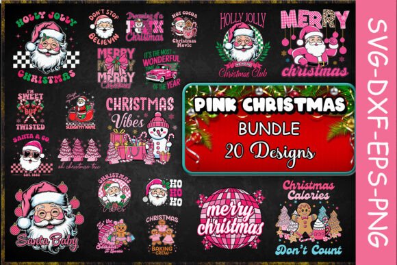 Pink Christmas SVG Bundle for Graphics and Crafts